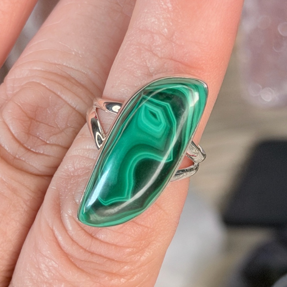 Congo Malachite Ring Solid 925 Sterling Silver Si… - image 1